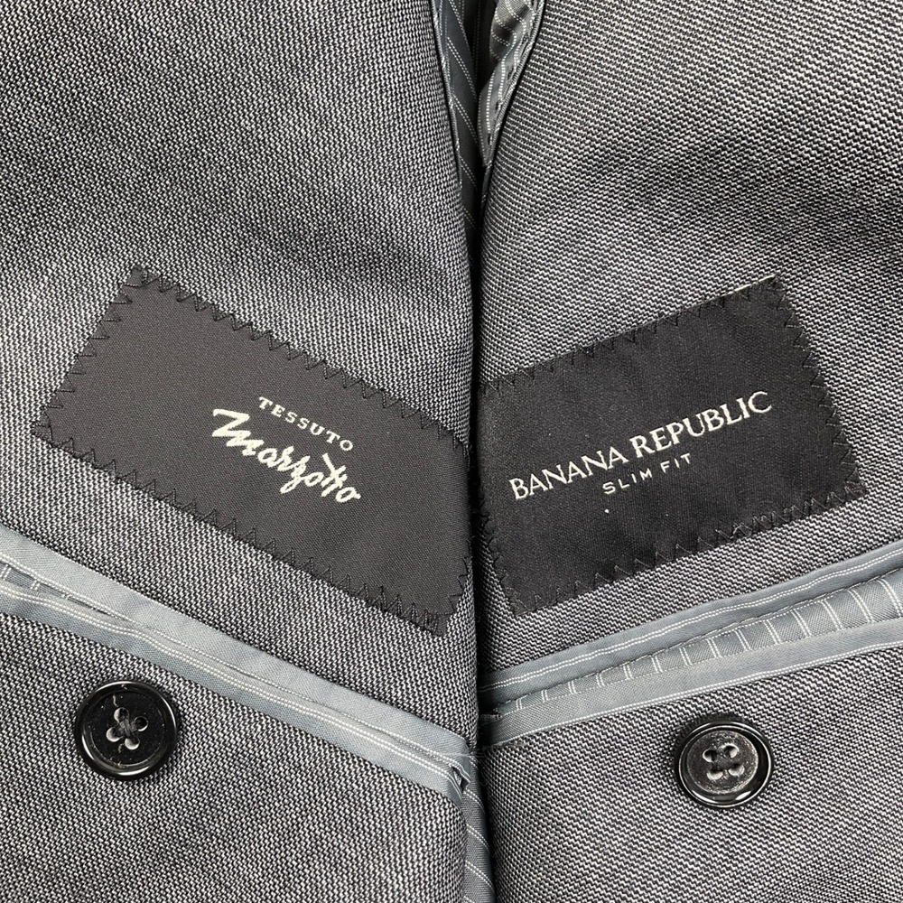 Banana Republic Blazer Mens 38S Gray Tessuto Marzotto Slim Fit 2 Button Jacket - Picture 5 of 11